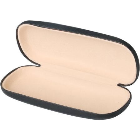 Musta keinonahkainen silmälasikotelo pienille tai keskisuurille kehyksille Jäykkä silmälasikotelo