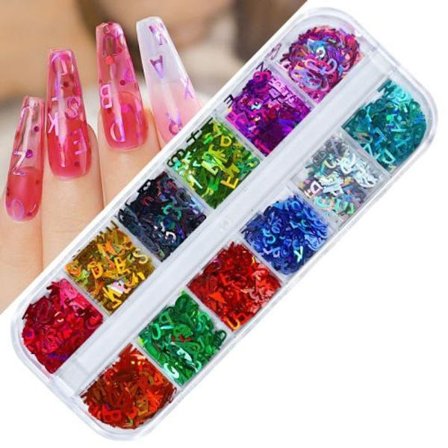 2 st nail butterfly laser symfoni paljetter-20