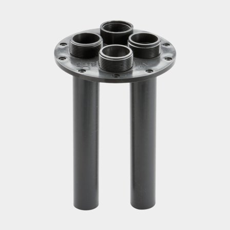 Couvercle de raccordement pour réservoirs accumulateur CAN-SB, 1 1/2" ext. (2 sorties, 1 entrée), 1x 1 1/4" int. (pour capteur), 3/8" int. (