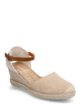 Biaanna Mix Espadrille Heel Suede Sandal Med Hæl Espadrilles Beige Bianco*Betinget Tilbud