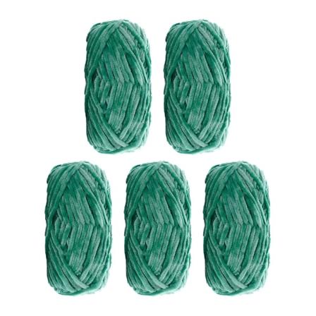 5-pak Superblødt Chenille Fløjlsgarn Strikkeuld Tykt Varmt Hæklegarn til Kunsthåndværk Dukke DIY Taske Trøje 500g, Grøn GREEN(B)