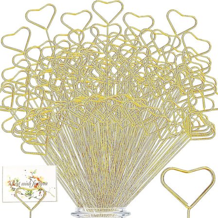 200 stk. Metal Blomster Bordkort Holder Pinde 34 cm Foto Billedklip Holder Guld Gavekort Holdere Til Blomsterarrangementer Bryllup Fødselsdag Baby