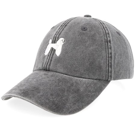 Iconic - Svart unconstructed Caps - Poodle Dog Vintage Washed Black Dad Cap @ Hatstore