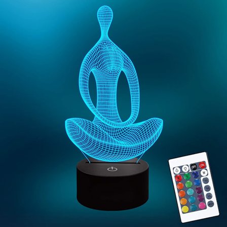 Meditaatiohahmo 3D Jooga Yövalo Uniapua Sängynpäätyyn Valolamppu 16 Väriä Kaukosäätimellä Vaihtaa Joulu Halloween Syntymäpäivälahja Lapselle Lapsille