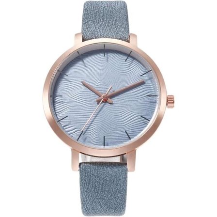 Mode Dam Quartz Klocka Vatten Ripple Läderrem Klocka Armbandsur Damklocka