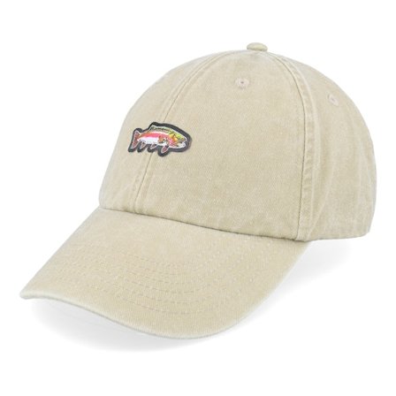 Skillfish - Beige unconstructed Cap - Tiny Rainbow Trout Fish Vintage Washed Stone Dad Cap @ Hatstore