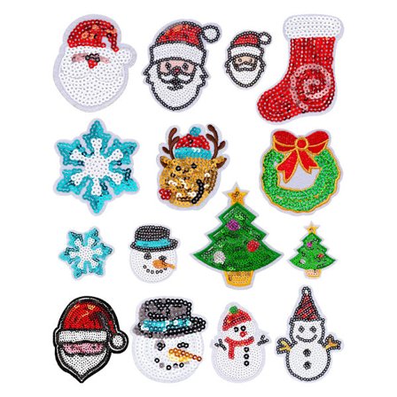 15 stk. Jul Stryge på Applikationer Vinter Jul Applikationer Juletræ Broderede Applikationer Jul Elg Tegneserie Snemand Sy på Applikationer til Cl