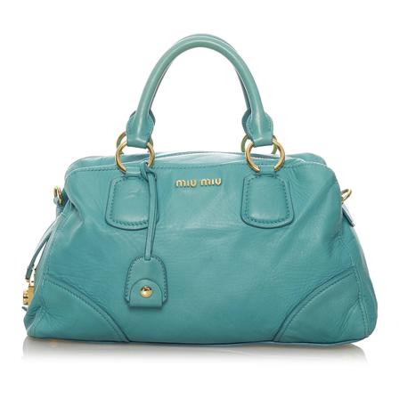 Miu Miu Pre-owned Leather Satchel , Blauw , Dames , Maat: ONE Size Vintage Tassen