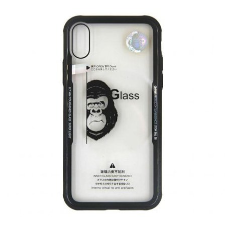 Fitted Glass Back Case For iPhone X/XS Black