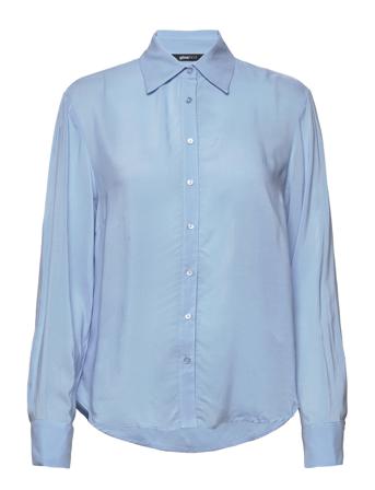 Hilma Shirt Langærmet Skjorte Blå Gina Tricot