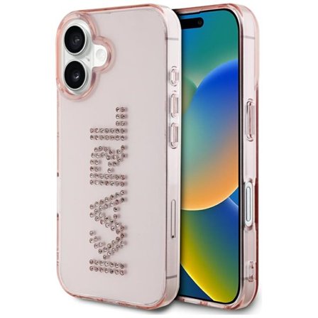 Karl Lagerfeld IML Rhinestones Logo iPhone 16 Fodral - Rosa