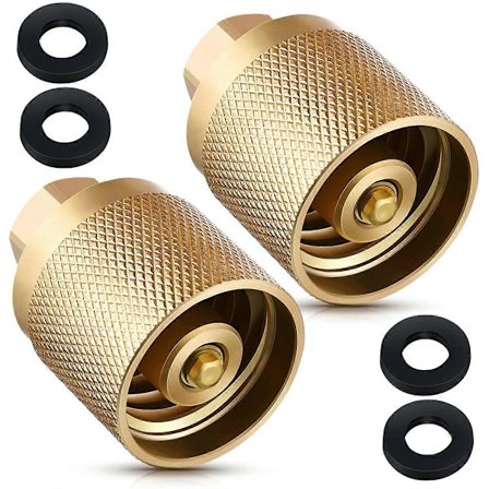 2-pack Gaffeltruck Kontakt Hona 7141F, Propantankadapter, 1-1/4 tum Inlopp X 1/4 tum NPT Utlopp med 4 Gummi O-ringar