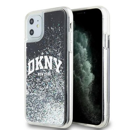 DKNY Liquid Glitter Big Logo tapauksessa iPhone 11 / Xr - musta