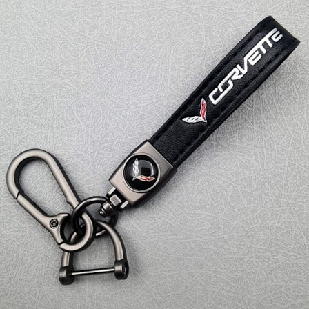 Personlig bilnøkkelring i metall med logo - Lærnøkkelring for menn Corv