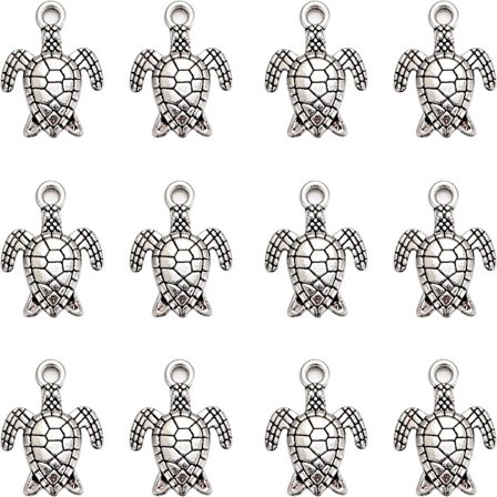 100 stk Skildpadde Charms Antik forsølvet Skildpadde