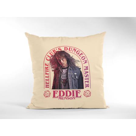 Kuddfodral Kudde 50x50cm Eddie Munson Stranger Things Hellfire Creme