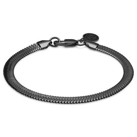 Essentials | Bracciale con catena a spina di pesce da 6 mm nero canna di fucile per uomini - Bracciali in acciaio