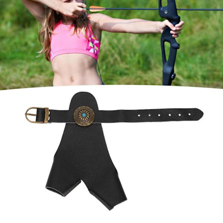 Bueskyting Håndbeskyttelse PU Lær Justerbar Rem Vintage Nitter Dekorasjon Håndbeskyttelse Hanske Svart