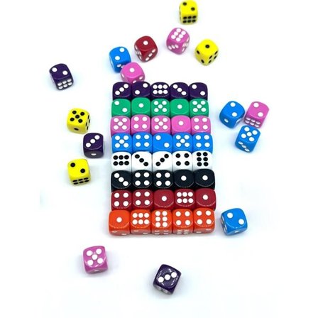 Sekaväriset nopat 100-pakkaus