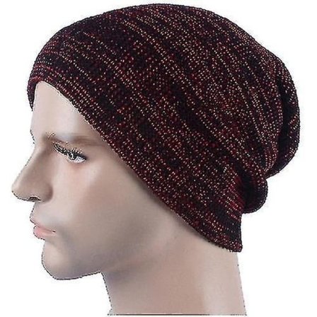 Høst/Vinter Ribbestrikket Lue Varm Caps (Vinrød)