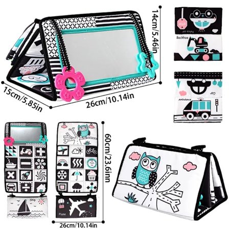 Svart og hvit baby gulv speil mage tid sensorisk baby leker