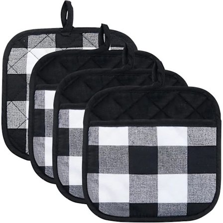 Pakke med julegrydelapper, varmebestandige køkkengrydelapper, isoleringsplader, ovnhandsker, isoleringsplader til madlavning og bagning i køkkenet