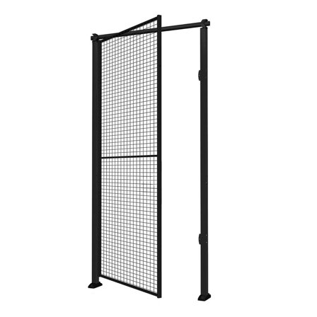 Enkel slagport til nettingvegg X-STORE, inkl. dørstolper, venstrehengt, H2300 B1000 mm, hengelåsbesl