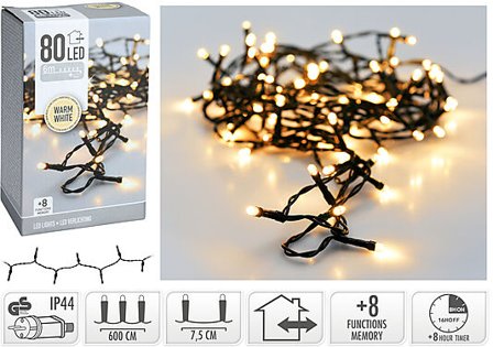KI Lyslenke String 80LED Varmhvit 6m