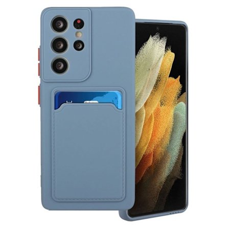 Card Holder Suojakuori For Samsung Galaxy S21 Ultra - Sininen