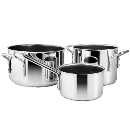 Eva trio Ceramic Slip-Let 3-delt kasserollesett, rustfritt stål' - 'Polert stål
