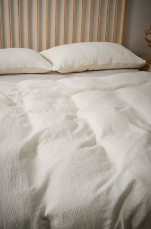 Jotex - Dynetrekksett i Musselin Dobbeltseng Naturhvit - AMILIA - Kjøp Dobbeltseng hos Jotex