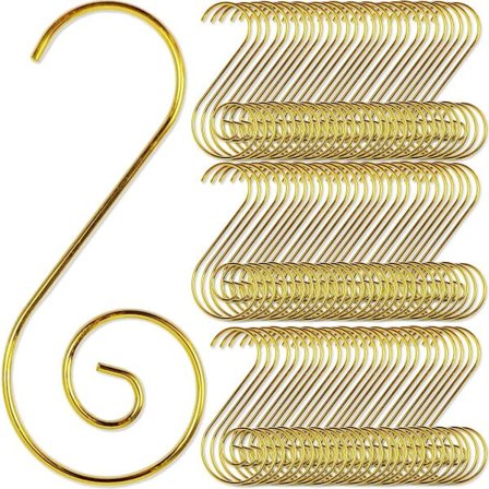 200 st S-formade juldekorationskrokar för julgranar (Guld)