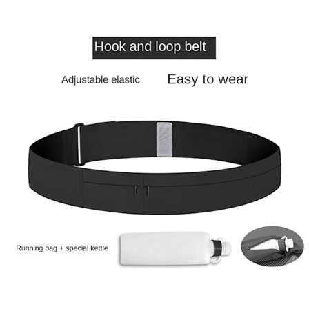 Slank Løbe Bælte Løbe Taske SVART STOR MED FLASKE SORT