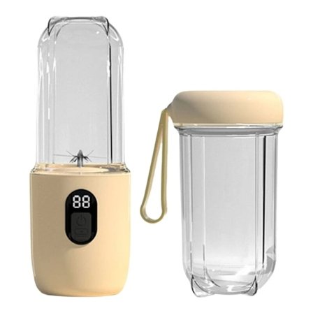 Mehupuristin 400 ml, täydellä latauksella voi puristaa 6–8 kupillista mehua, yksi kuppi, kaksi käyttötarkoitusta (aprikoosi)