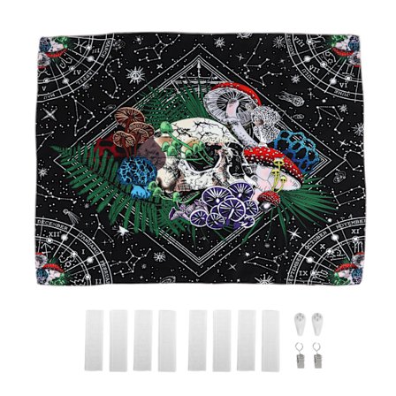 Dekorativt vægtæppe Farverigt svampe kranium mønster blødt let udsøgt smukt baggrund 95x73cm