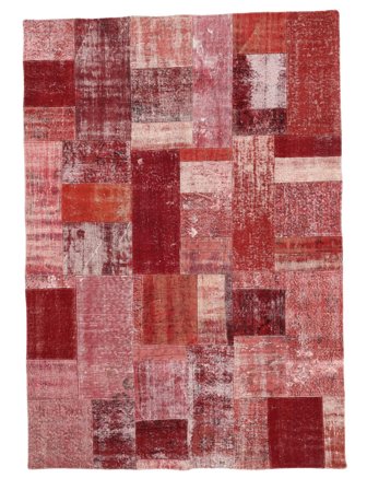 Patchwork Rug Hand Knotted 170X241 Dark Red/Red Turkey