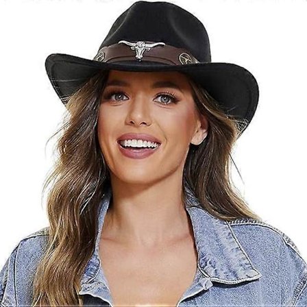 Klassisk Cowboyhat til Mænd, Bredskygget Cowboyhat til Kvinder, Western Cowboy Style Hat