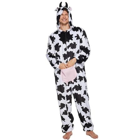 Halloween Pyjamas för Vuxna Ko Ner Kläder Mjölk Lek Kostym Cosplay Kostym M