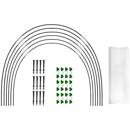 Sæt med 18 bøjler til hævet tunnel drivhus, der udgør en glasfiber dyrkningsramme til dine planter i haven-