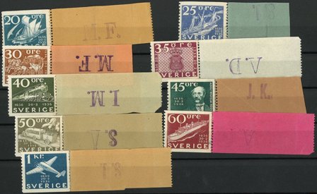 Sverige - Samling fra ruller på 1 indstikskort - Postfrisk