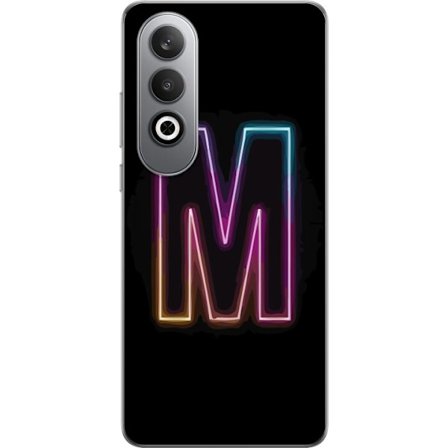 Kompatibelt Mobildeksel til OnePlus OnePlus Nord CE4 Neonbokstav M med fargeskiftende lys effekt mot svart bakgrunn, moderne minimalistisk typografi m