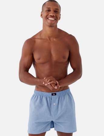 Danish Endurance Men's Organic Woven Boxers - Blue - S