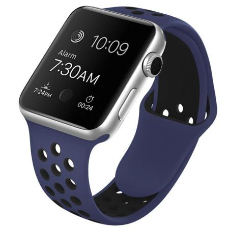 Apple Watch Kompatibelt Sport Armband Silikon Blå/svart 38/40/41 Blue L