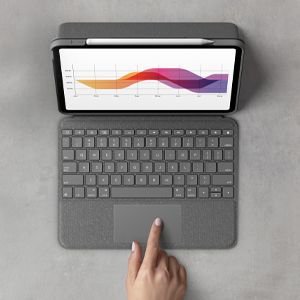 Logitech Folio Touch - tastatur og folioveske - med styrepute - QWERTZ - Sveitsisk - Oxford-grå