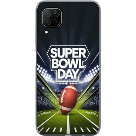 Kompatibel Mobilcover til Huawei P40 lite Super Bowl Day plakat med amerikansk fodbold på oplyst arena i dramatisk sportsdesign