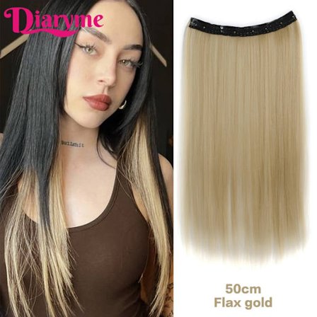 4 clips Långt rakt syntetiskt klipp i hårförlängningar Highlight Färgat hårbit Klipp-på hår Peruk Hårstycken hängande öronfärgning