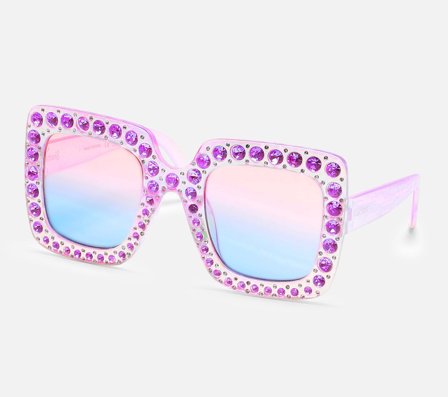 Skechers, Square Rhinestone Sunglasses, Uni Size, Jente