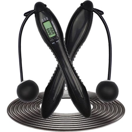 Sport Springtov, Trådløst Springtov med Tæller, Fitness Springtov 4-i-1 Hastighedsspringtov med Digital Kilometertæller og Tæller