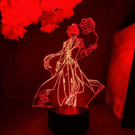 Genshin Impact Figur 3D LED Manga Anime Lampe Gave Acrylic Natlampe Blinkende Gave Skrivebordsrumsindretning
