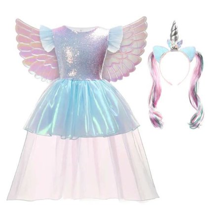 Regnbue Unicorn Kjole For Små Jenter, Karnevalskostyme